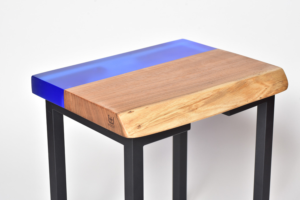 レジンスツール(クルミ×ネイビー)