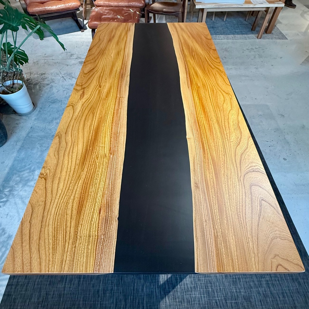 ケヤキレジンリバーテーブル(ブラック)[1800-835]