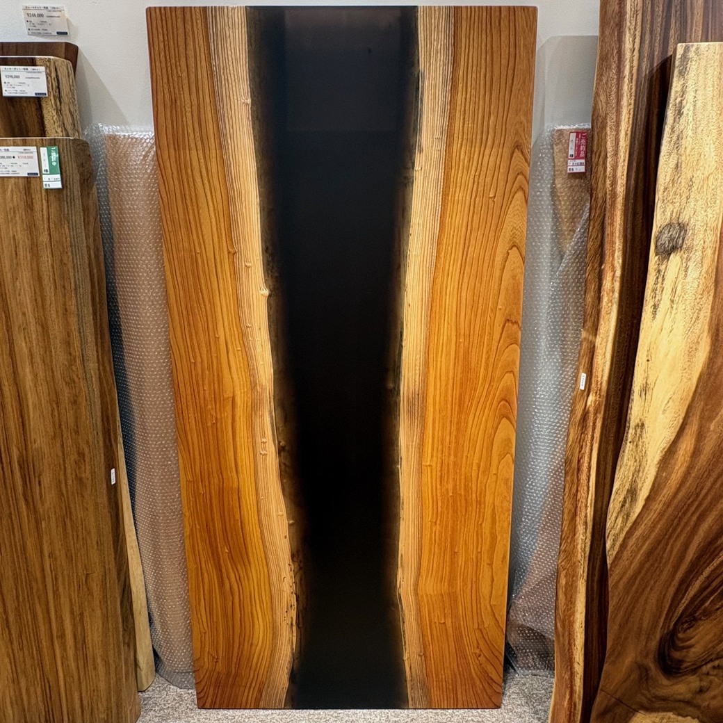 ケヤキレジンリバーテーブル(ブラック)[1770-850]