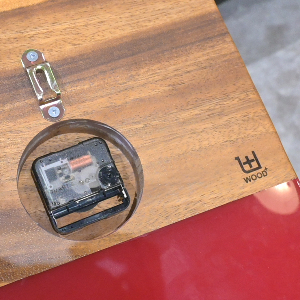 レジンウォールクロック(モンキーポッド×レッド)