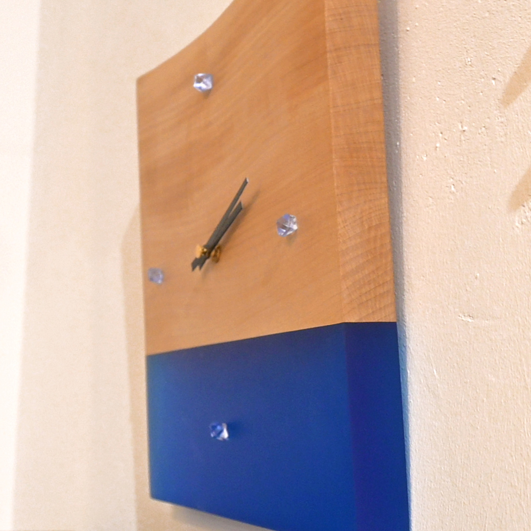 レジンウォールクロック(トチ×ブルー)