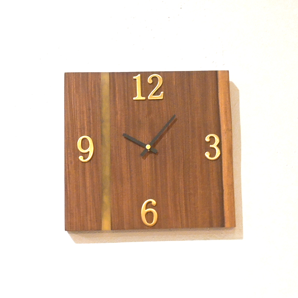 レジンウォールクロック(モンキーポッド×ライトグリーン)