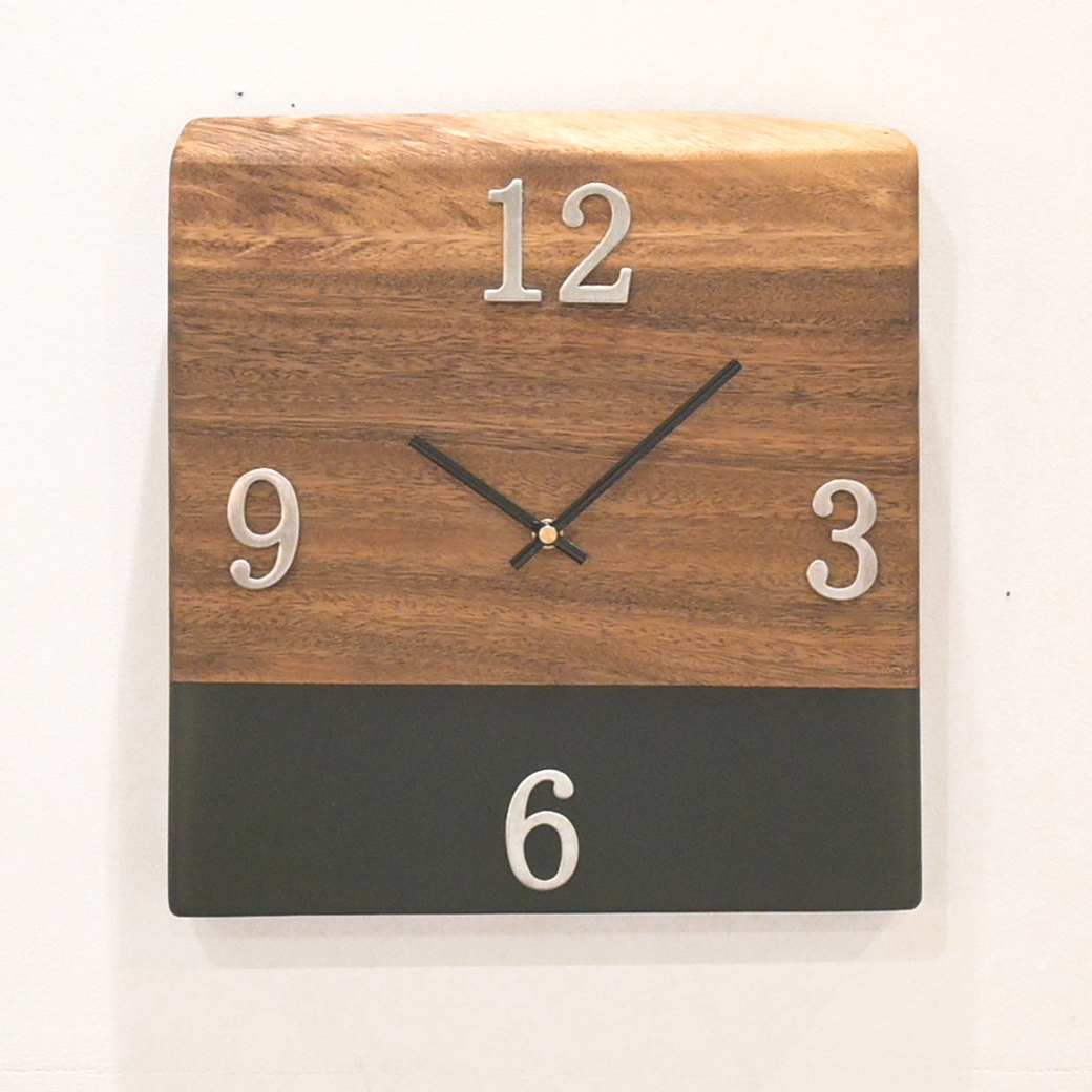 レジンウォールクロック(ブラックウォールナット×ブラック)