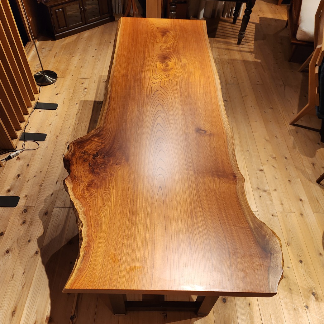 ケヤキ一枚板W2710(木製T字脚付)